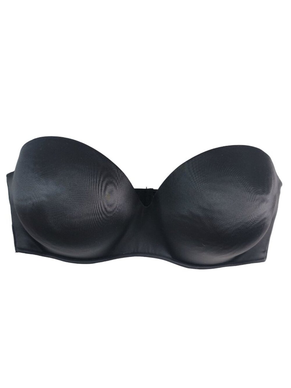 Cacique Strapless Bra Black 38DDD 38F Padded Lined Full Coverage Seamless Molded